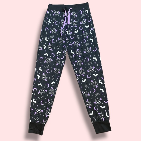 Killstar Batty Black Purple Moon AOP Jogger Lounge Pajama Pants Size Small - Picture 2 of 7
